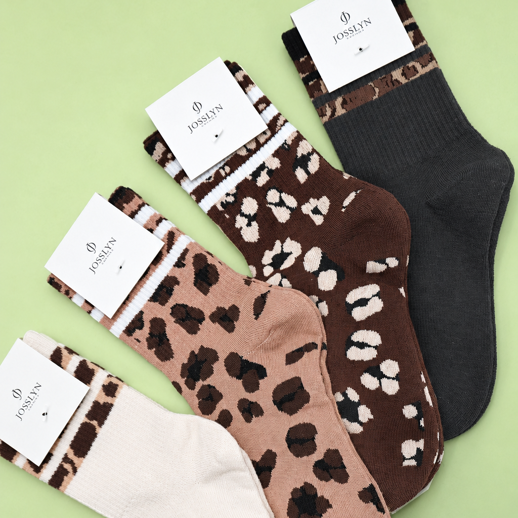 WOMAN ANIMAL LEOPARD HALF CREW THROWBACK SOCKS | 40S02071