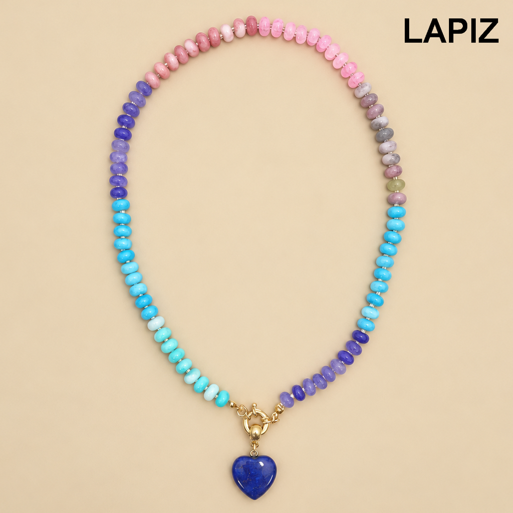 Natural Stone Semi-Precious Glass Mixed Necklace | 40NK9702