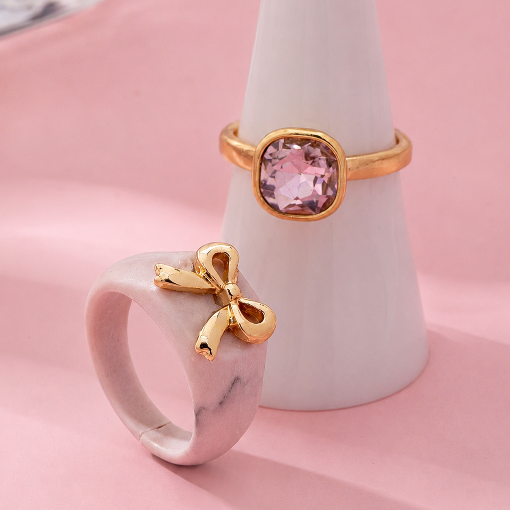 Bow-Accented Pink Gem Ring | 80R207