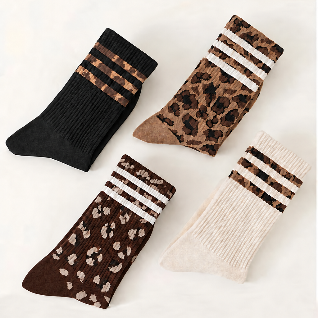 WOMAN ANIMAL LEOPARD HALF CREW THROWBACK SOCKS | 40S02071