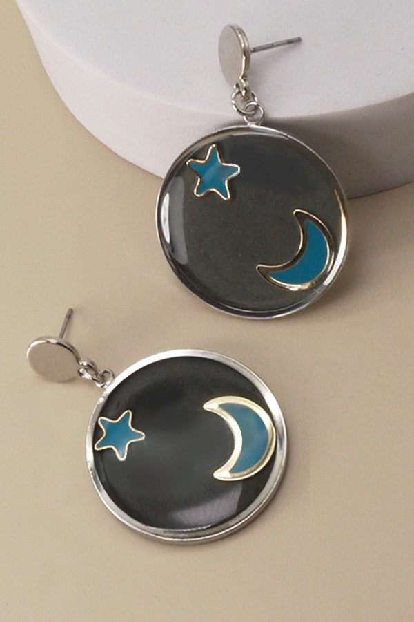 STAR & MOON EPOXY RESIN DROP EAR | 31E9090