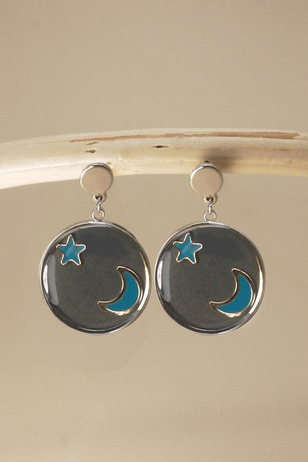 STAR & MOON EPOXY RESIN DROP EAR | 31E9090