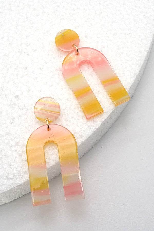 U-RAINBOW SHAPE WITH MULTI COLOR DROP EARRING | 40E001