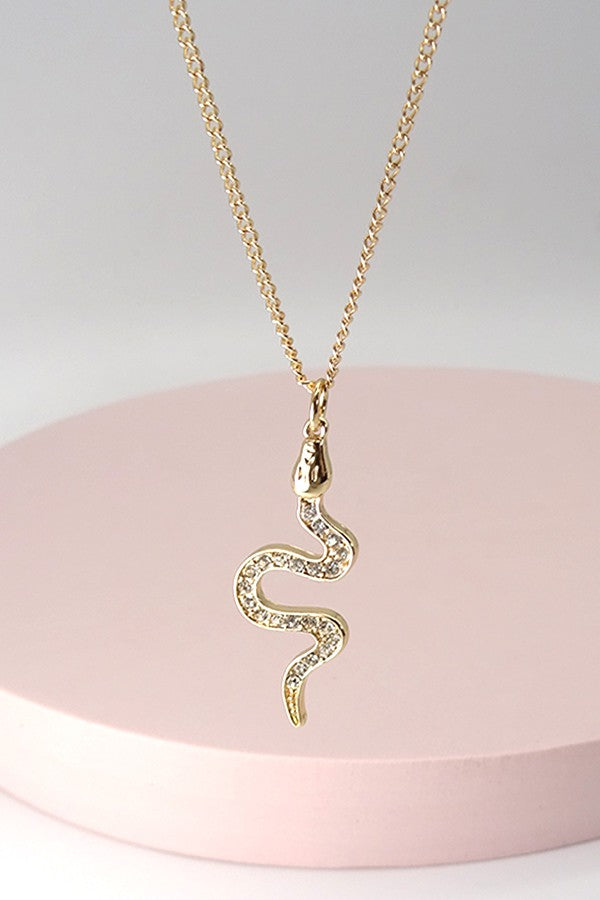 SNAKE RHINESTONE PENDANT NECKLACE | 31N21115