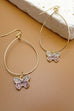 RHINESTONE BUTTERFLY WIRE HOOP EARRINGS | 37E13709