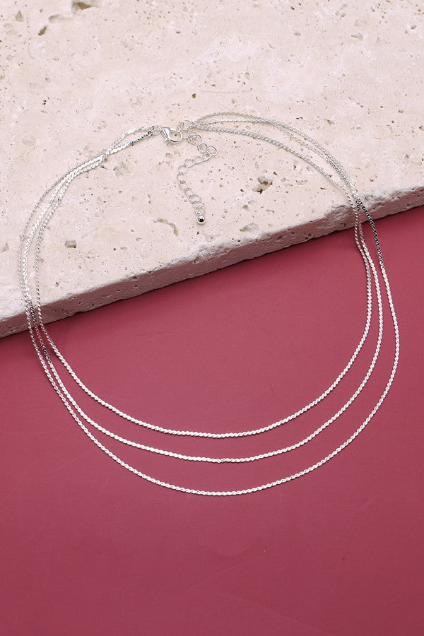 TRIPLE LAYER THIN FLAT CHAIN NECKLACE | 47N19403