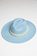 WIDE BRIM FEDORA HAT WITH MATTE CHAIN 40HW014