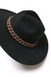 WIDE BRIM FEDORA HAT WITH MATTE CHAIN 40HW014
