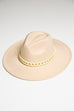 WIDE BRIM FEDORA HAT WITH MATTE CHAIN 40HW014
