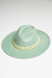 WIDE BRIM FEDORA HAT WITH MATTE CHAIN 40HW014