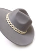 WIDE BRIM FEDORA HAT WITH MATTE CHAIN 40HW014
