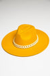 WIDE BRIM FEDORA HAT WITH MATTE CHAIN 40HW014