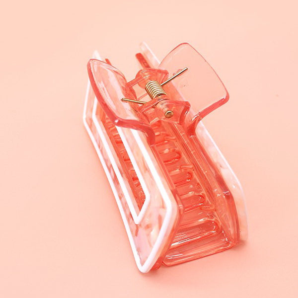 Hollow Rectangular Tortoise Acetate Hair Claw Clip | 40H395