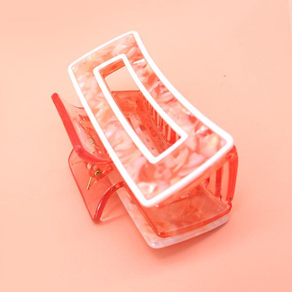 Hollow Rectangular Tortoise Acetate Hair Claw Clip | 40H395