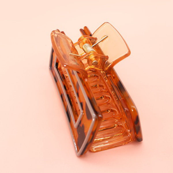 Hollow Rectangular Tortoise Acetate Hair Claw Clip | 40H395