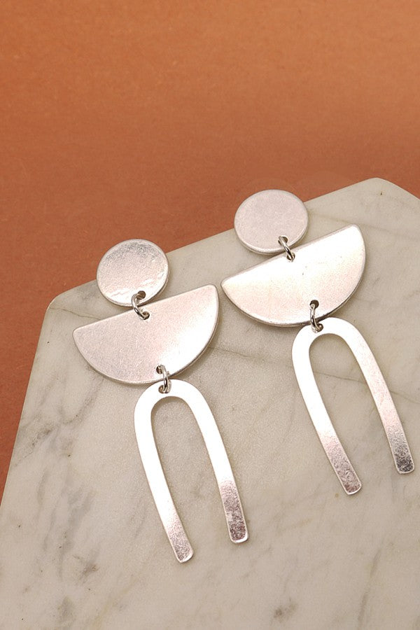 GEO HALF MOON RAINBOW U DROP EARRING | 31E21462