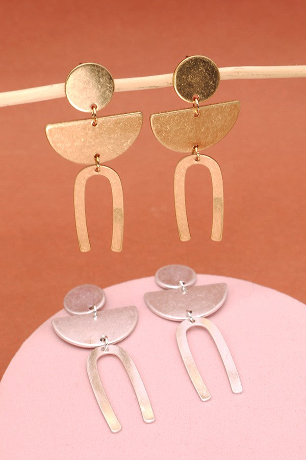 GEO HALF MOON RAINBOW U DROP EARRING | 31E21462