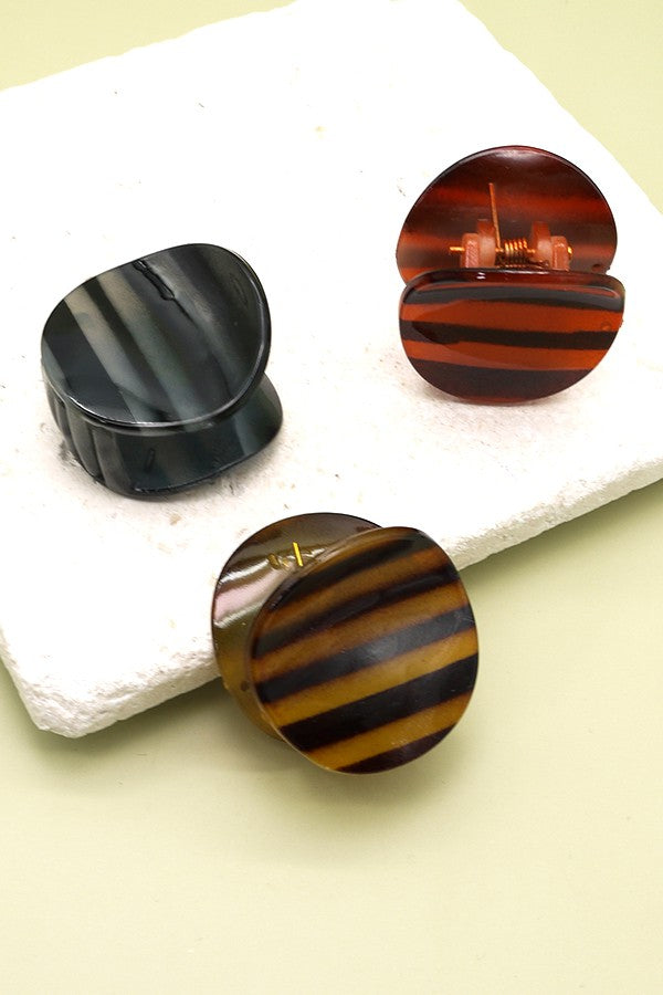 ROUND BOUNCY STRIPE HAIR CLAW CLIP PACK OF 6 | 40H401