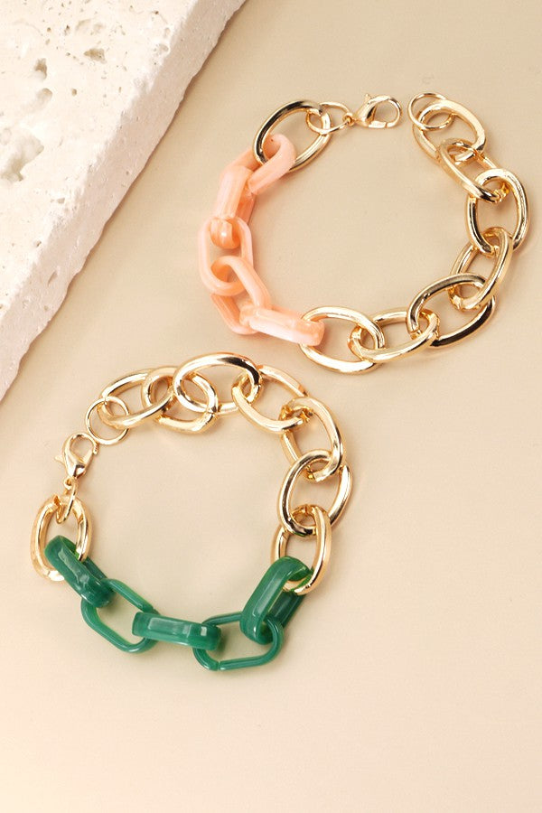 OVAL AND ACRYLIC MIX LINK BRACELET | 25B217