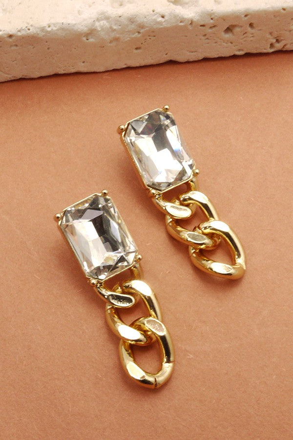 RINESTONE CHAIN LINEAR EARRINGS | 31E21687