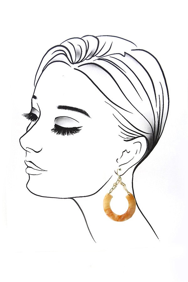 HORSESHOE CHAIN LINK ACRYLIC DROP EARRINGS | 31E21694