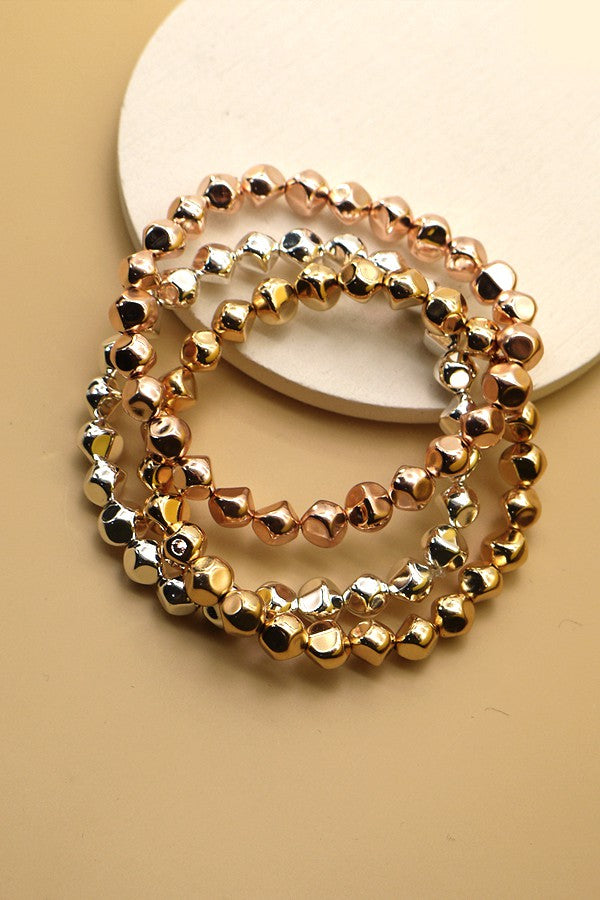 FACETED CCB BEAD STRETCH BRACELET SET | 25B310