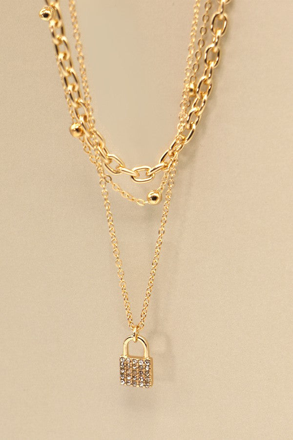 MULTI LAYER LOCK CHARM NECKLACE | 51N2011916