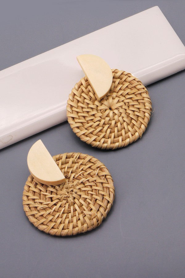 RAFFIA GEO POST EARRINGS | 40E219