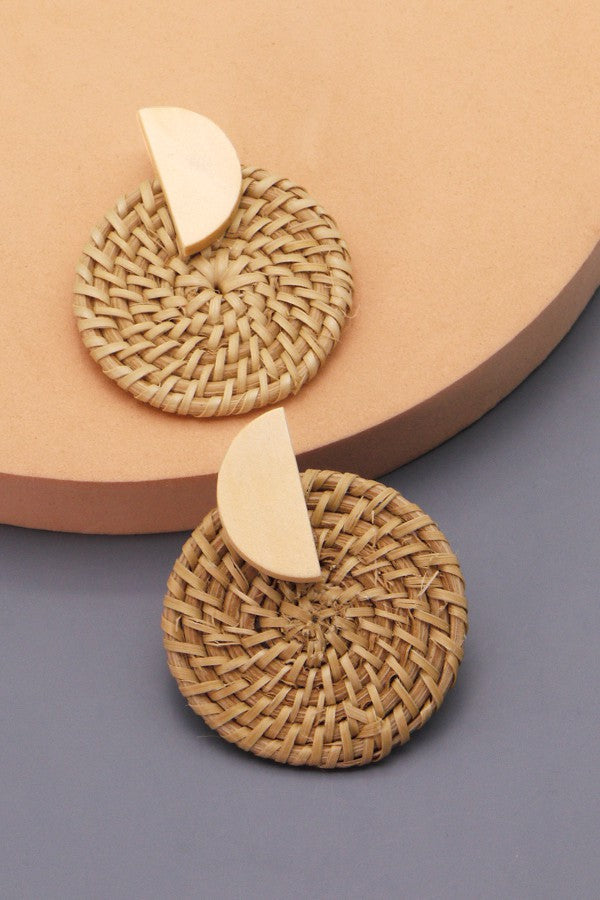RAFFIA GEO POST EARRINGS | 40E219