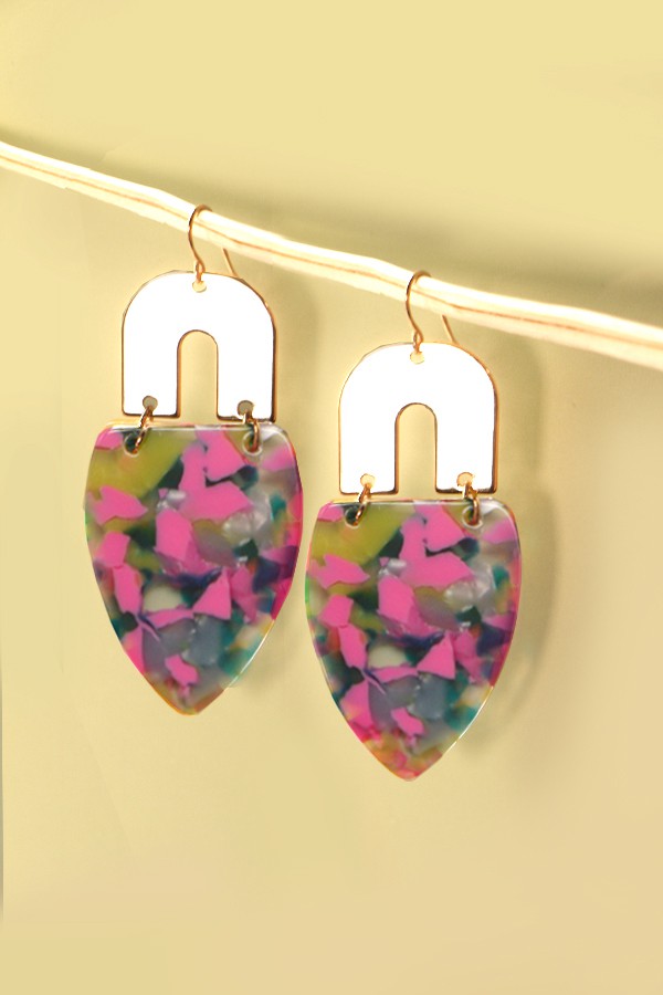 MULTI COLOR ACRYLIC U DROP EARRINGS | 31E22241