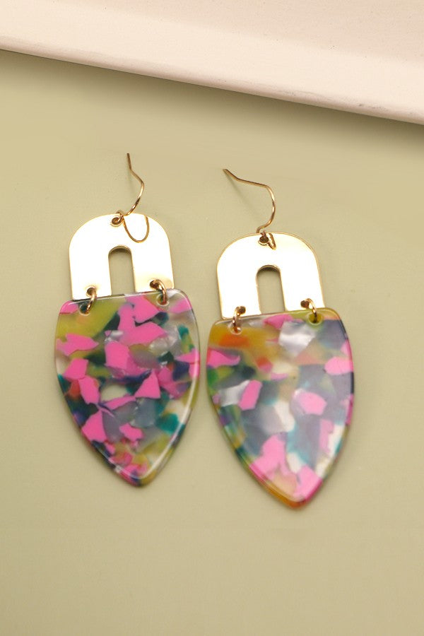 MULTI COLOR ACRYLIC U DROP EARRINGS | 31E22241