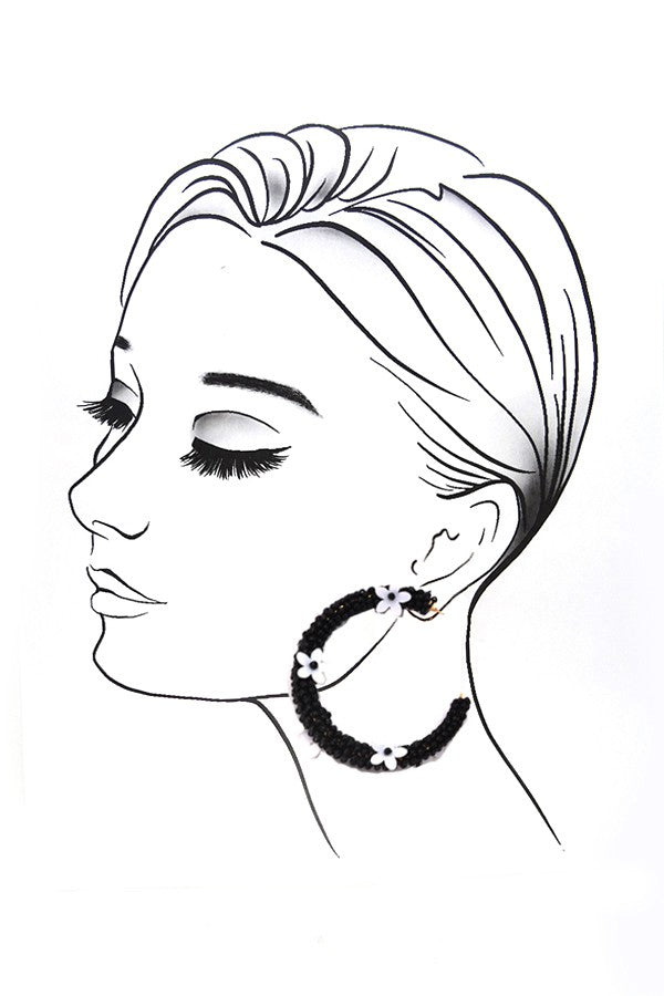 SEEDBEAD FLOWER HOOP EARRINGS | 31E22218