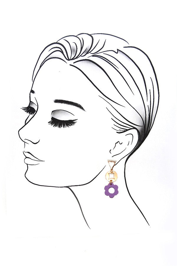 GEO FLOWER MATTE DROP EARRINGS | 31E22345