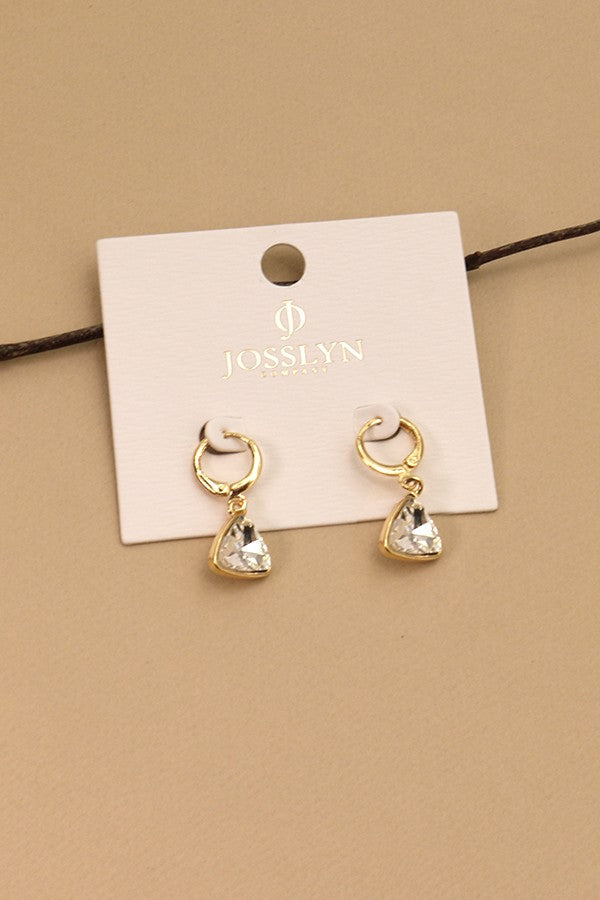 TRIANGLE CZ DROP MINI HOOP EARRINGS | 71E0514