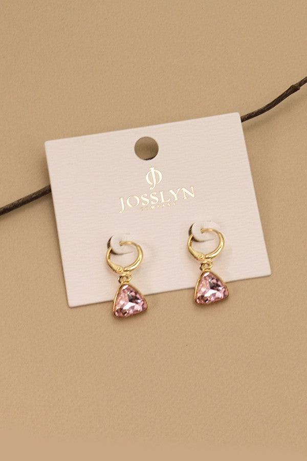 TRIANGLE CZ DROP MINI HOOP EARRINGS | 71E0514