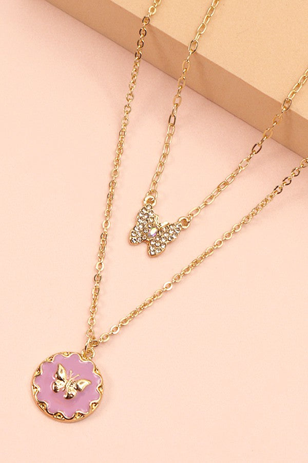 BUTTERFLY STARBURST HAMSA HEART EPOXY NECKLACE | 31N22048