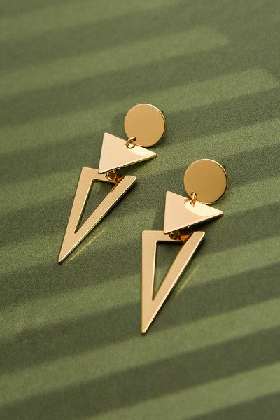 DOUBLE TRIANGLE DROP GEO EARRINGS | 31E22310