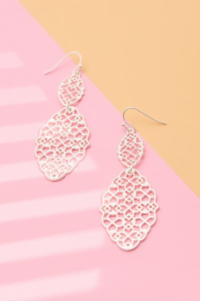 MATTE FILIGREE DOUBLE DROP EARRINGS | 31SE22000
