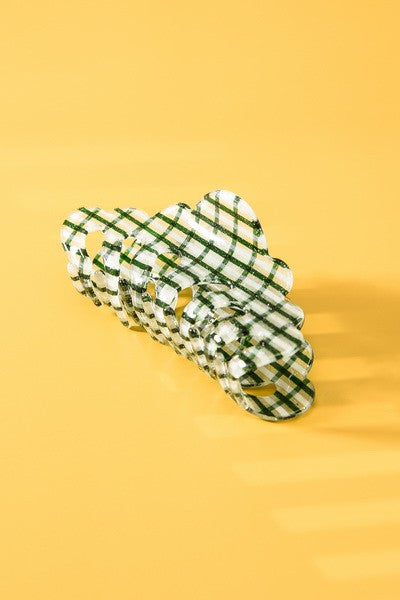 CHECKER CELLULOSE HAIR CLAW CLIPS | 40H468