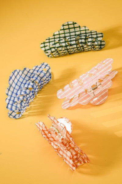 CHECKER CELLULOSE HAIR CLAW CLIPS | 40H468