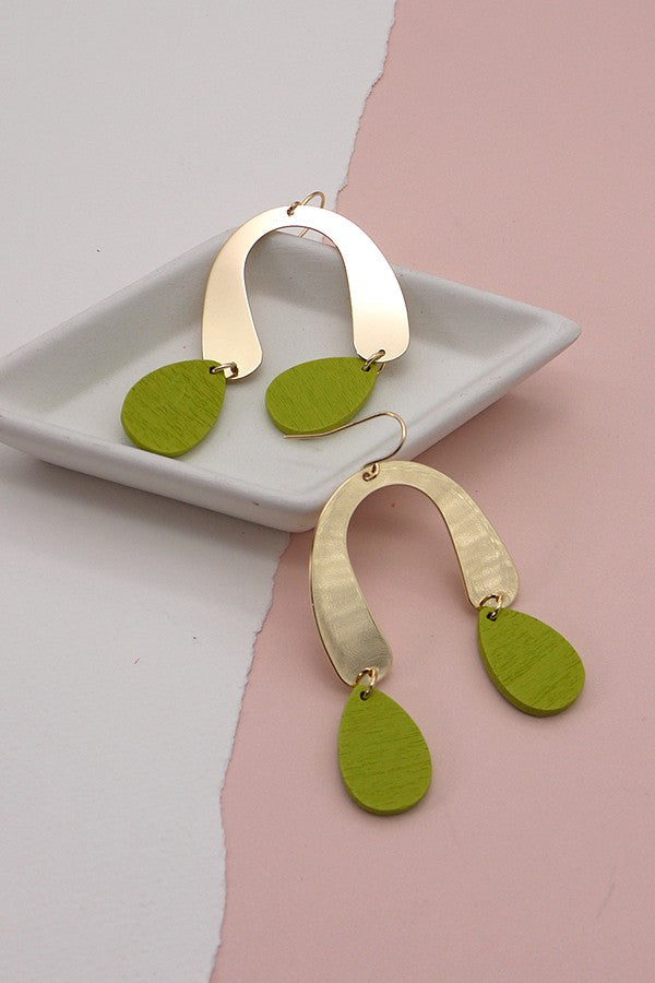 WOOD METAL MIX GEO SHAPE EARING | 31E23157