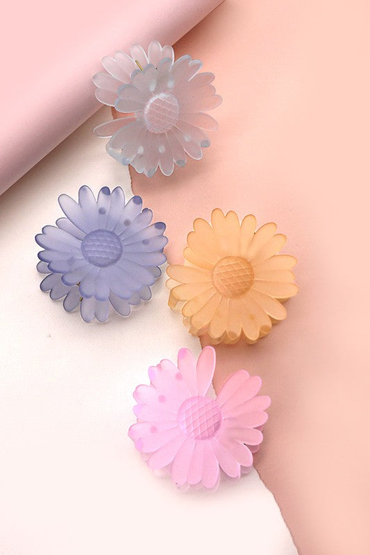 FROSTED TRANSLUCENT FLOWER HAIR CLAW CLIPS | 40H488