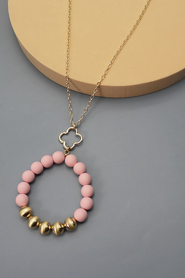 STYLISH CLAY BEAD PENDANT LONG NECKLACE | 51N208131