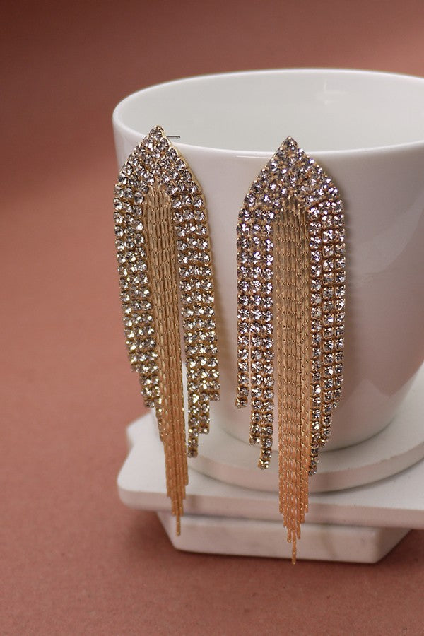 RHINESTONE CHAIN FRINGE EARRINGS | 52E2081912