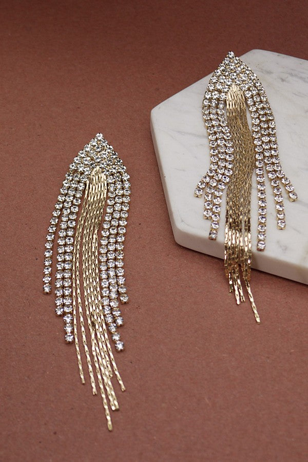 RHINESTONE CHAIN FRINGE EARRINGS | 52E2081912