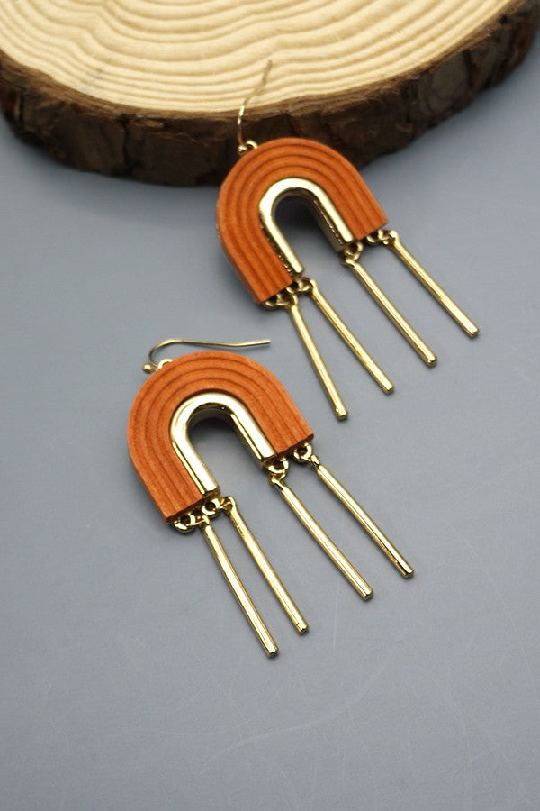 WOOD U RAINBOW GOLD FRINGE DROP EARRINGS | 52E2082277
