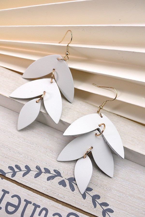 HANDMADE GENUINE LEATHER LEAF EARRINGS | 40E261