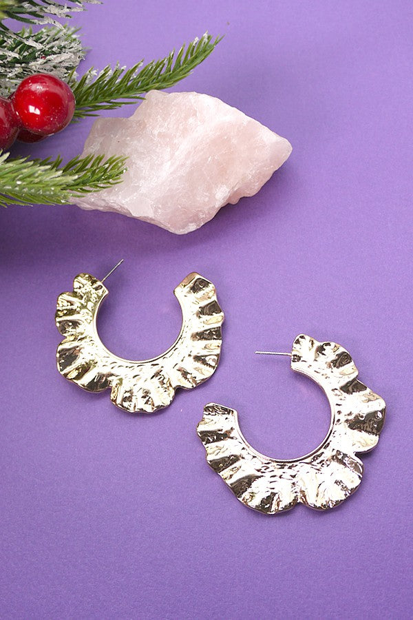 HAMMERED FLOWER HOOP | 52E2092725