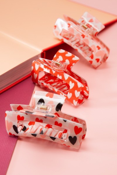 RECTANGLE HEART HAIR CLAW CLIPS | 40H546