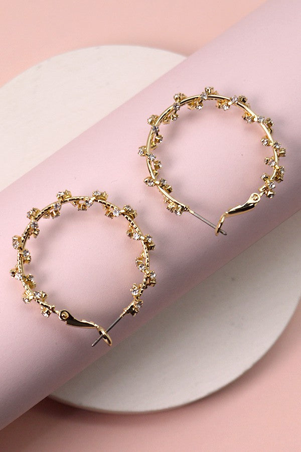 RHINESTONE WRAP BRASS HOOP EARRINGS | 10E2110908
